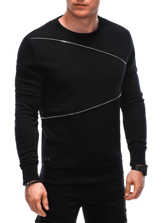 Блуза с декоративни ципове EDOTI OM-SSNZ-22FW-005, Мъжка, Черен