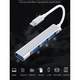 Високоскоростен USB Type-C Хъб 1Tech, Модел Combo 4TC, 4 USB порта, USB 3.0, Сив