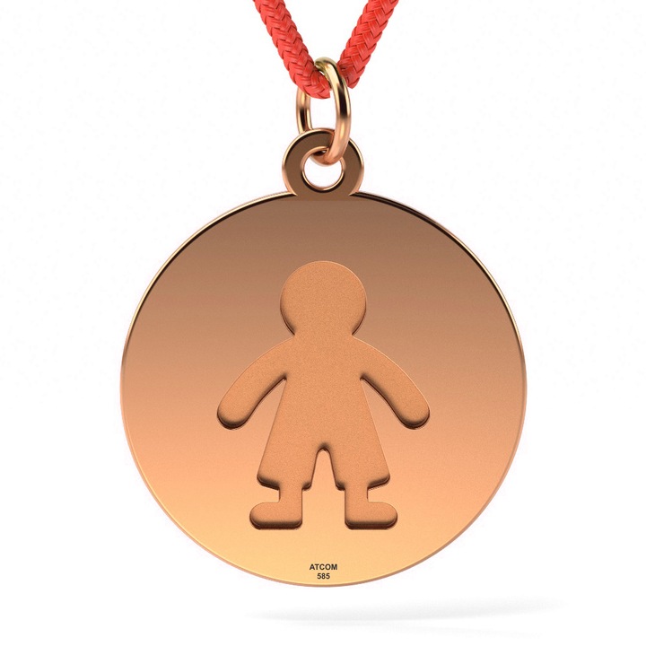 Pandantiv din aur roz cu snur model Banut baietel gravat