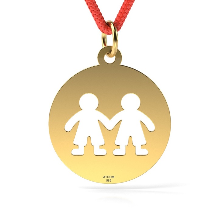 Pandantiv din aur galben cu snur model Banut baietei fratiori