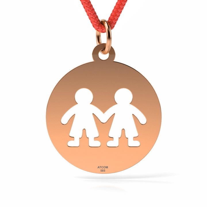 Pandantiv din aur roz cu snur model Banut baietei fratiori