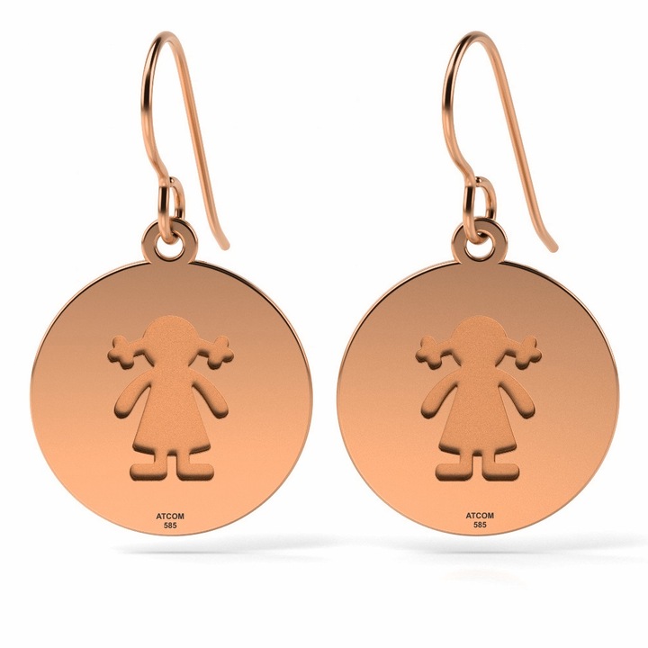 Cercei din aur roz model Banut fetita gravata