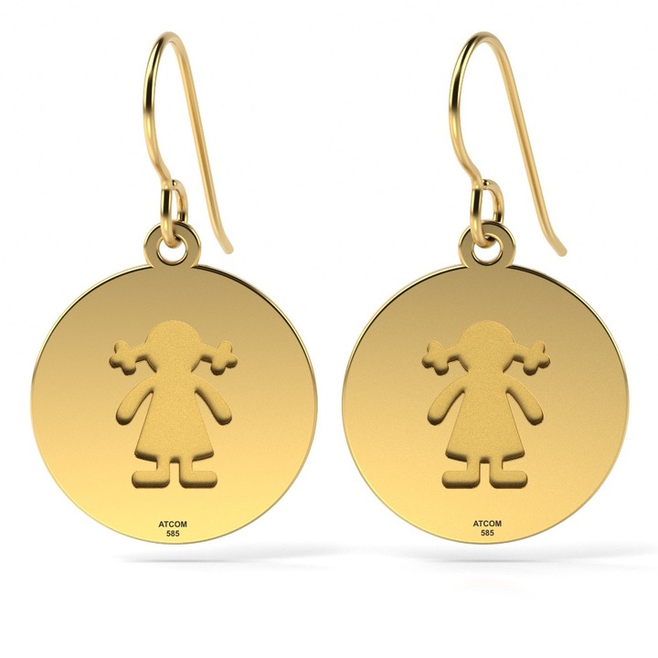 Cercei din aur galben model Banut fetita gravata