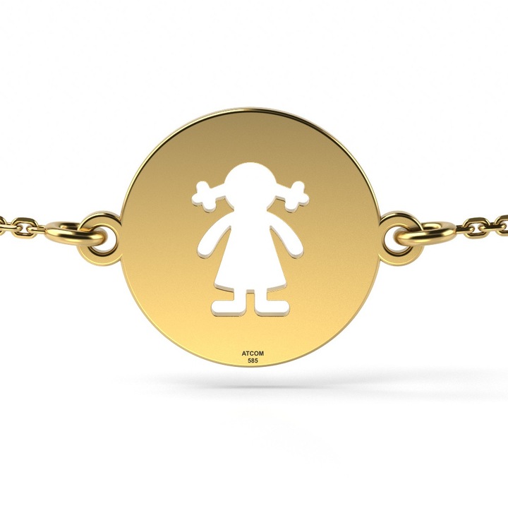 Bratara cu lantisor din aur galben model Banut fetita decupata