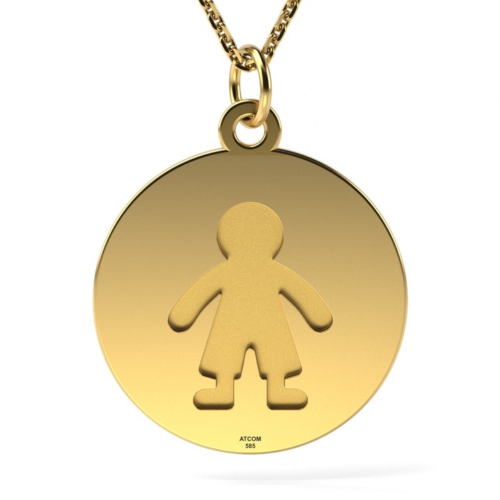 Lantisor cu pandantiv din aur galben model Banut baietel gravat