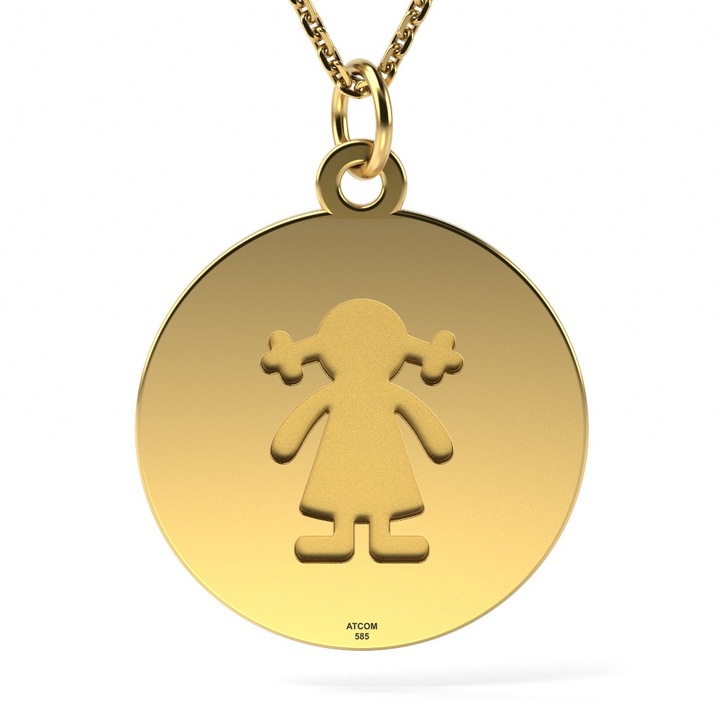 Lantisor cu pandantiv din aur galben model Banut fetita gravata