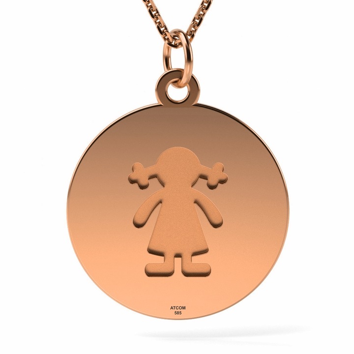 Lantisor cu pandantiv din aur roz model Banut fetita gravata