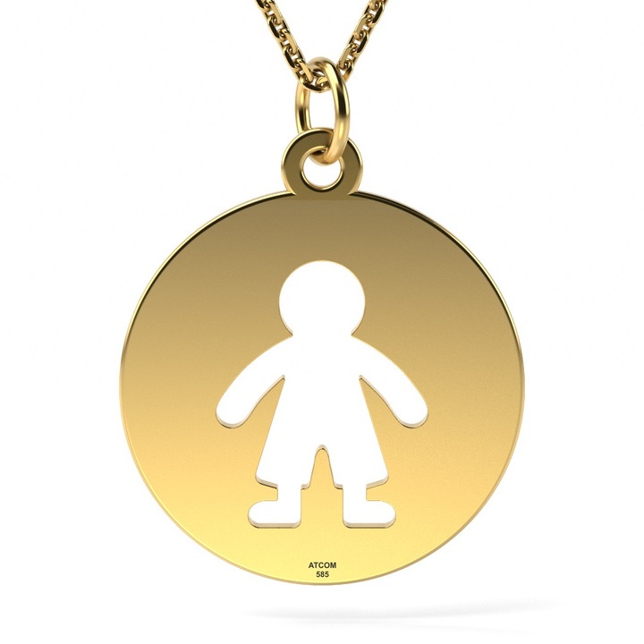 Lantisor cu pandantiv din aur galben model Banut baietel decupat