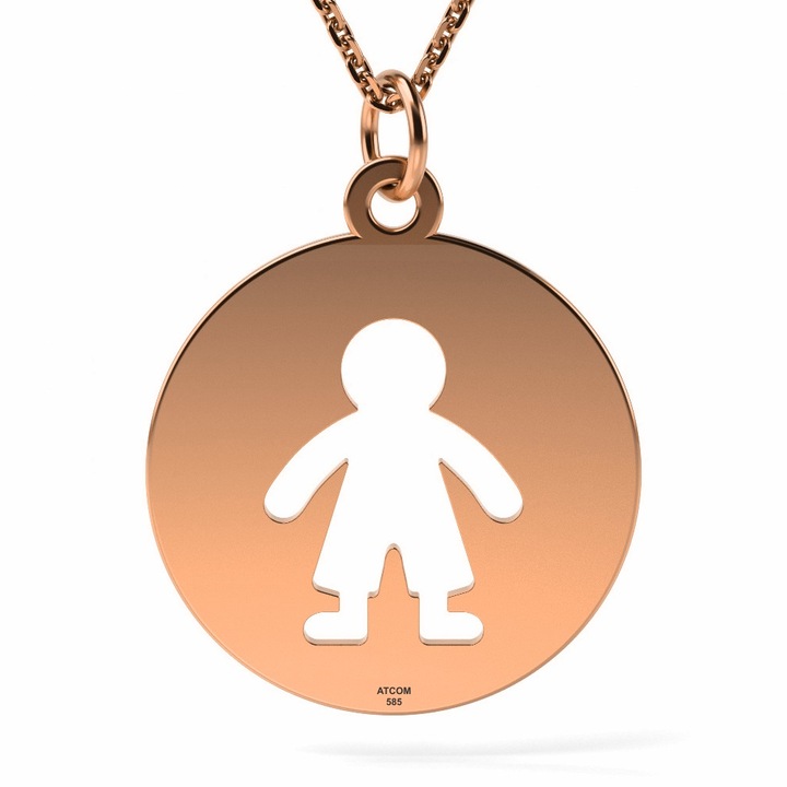 Lantisor cu pandantiv din aur roz model Banut baietel decupat