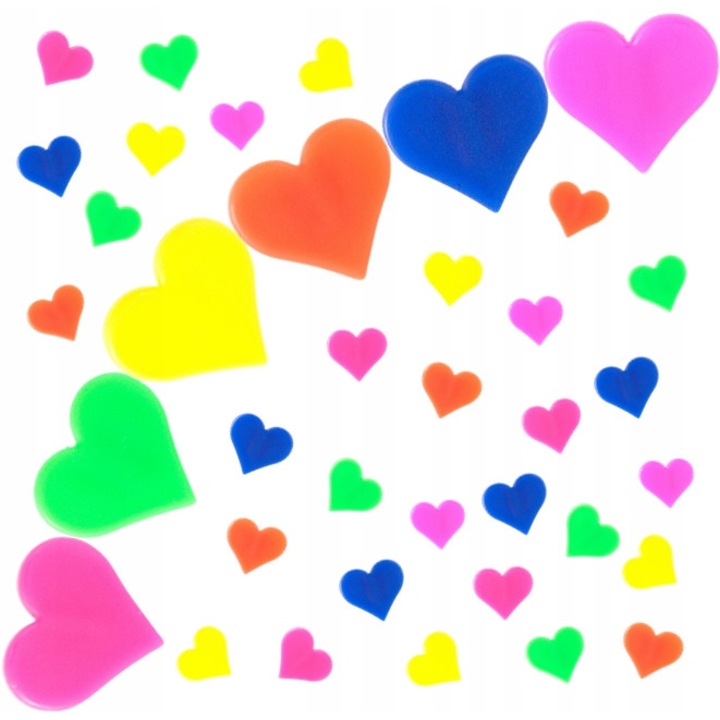 Set 38 decoratiuni reflectorizante pentru bicicleta, Sportcross, Inimioare, Multicolor