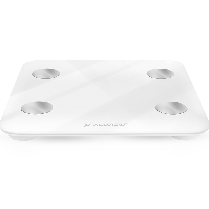 Смарт кантар Allview ERA SB1, 13 измерени стойности, Bluetooth, LED дисплей, Приложение ERA Health PRO, Над 850 персонализирани рецепти, налични в приложението, Бял