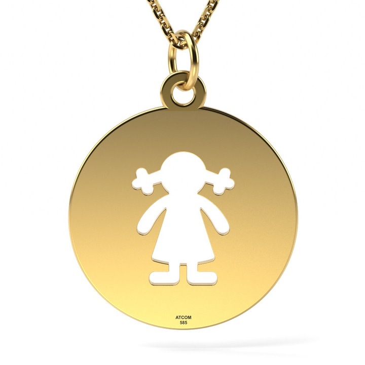Lantisor cu pandantiv din aur galben model Banut fetita decupata