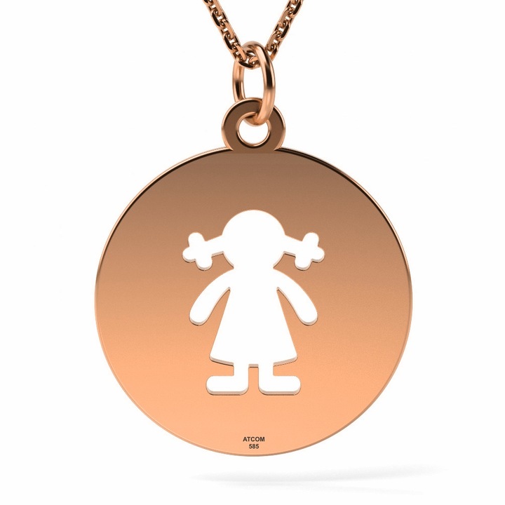 Lantisor cu pandantiv din aur roz model Banut fetita decupata