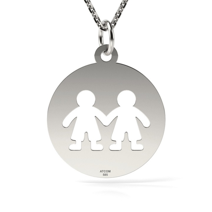 Lantisor cu pandantiv din aur alb model Banut baietei fratiori