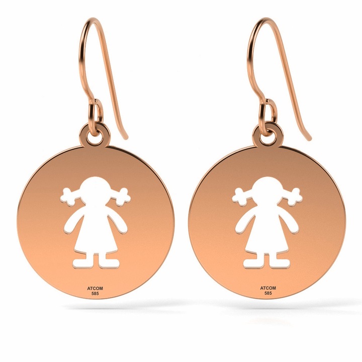 Cercei din aur roz model Banut fetita decupata