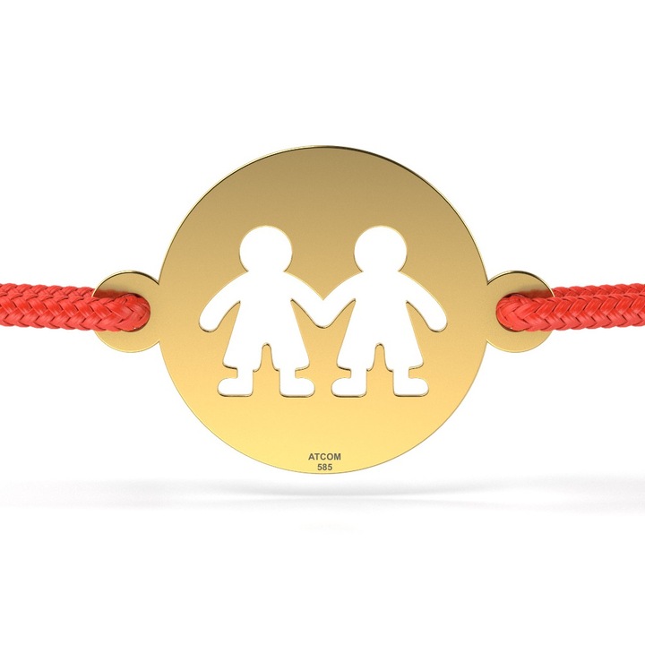 Bratara din aur galben cu snur rosu model Banut baietei fratiori