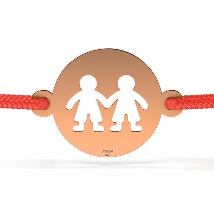 Bratara din aur roz cu snur rosu model Banut baietei fratiori