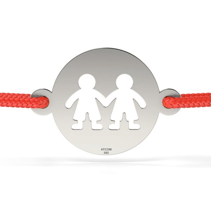 Bratara din aur alb cu snur rosu model Banut baietei fratiori