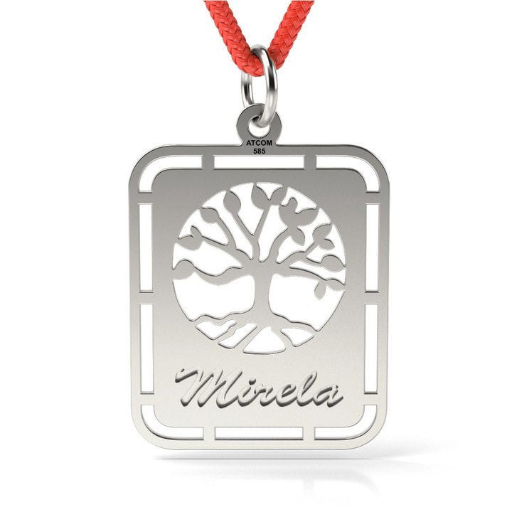 Pandantiv din aur alb cu snur model The tree of live