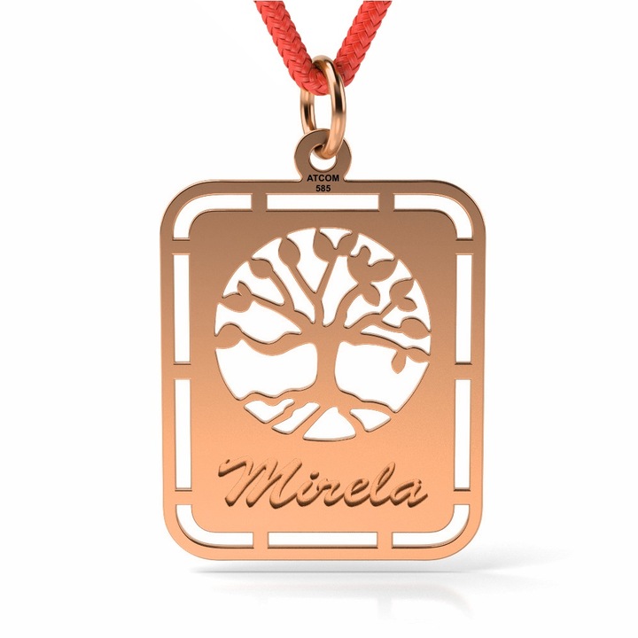 Pandantiv din aur roz cu snur model The tree of live
