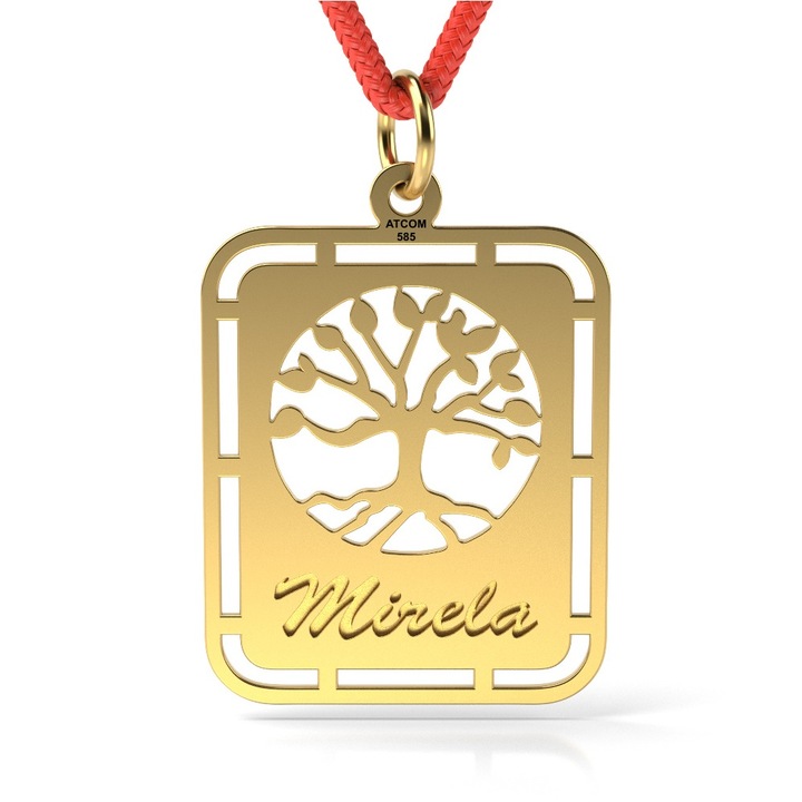 Pandantiv din aur galben cu snur model The tree of live