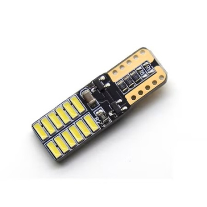 2x autós izzókészlet, LED T10 W5W, 24SMD, 12V-24V, Canbus, Miromoto®, fehér fény