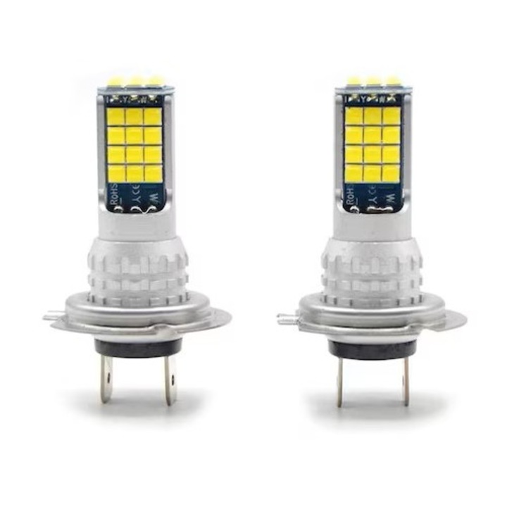 Set 2X Becuri Auto, Led H7, 4000lm, 12V, 45W, 6000K, Miromoto®