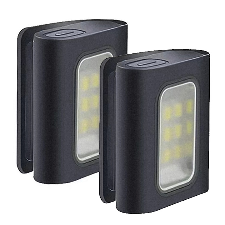 Комплект от 2 мини LED светлини, YWX, черни