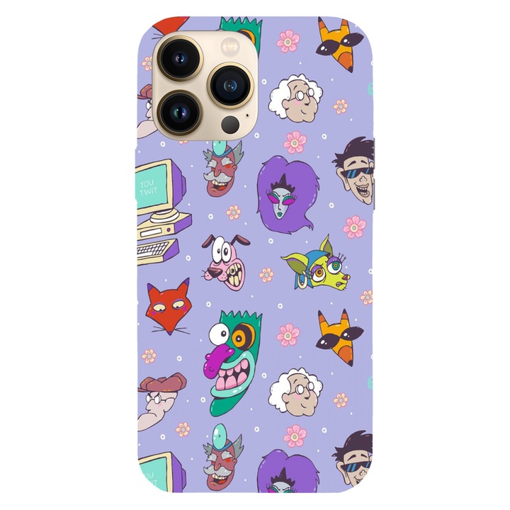 Калъф, съвместим с Apple iPhone 15 модел Courage the Cowardly dog ooga booga, Силикон, TPU, Обратно