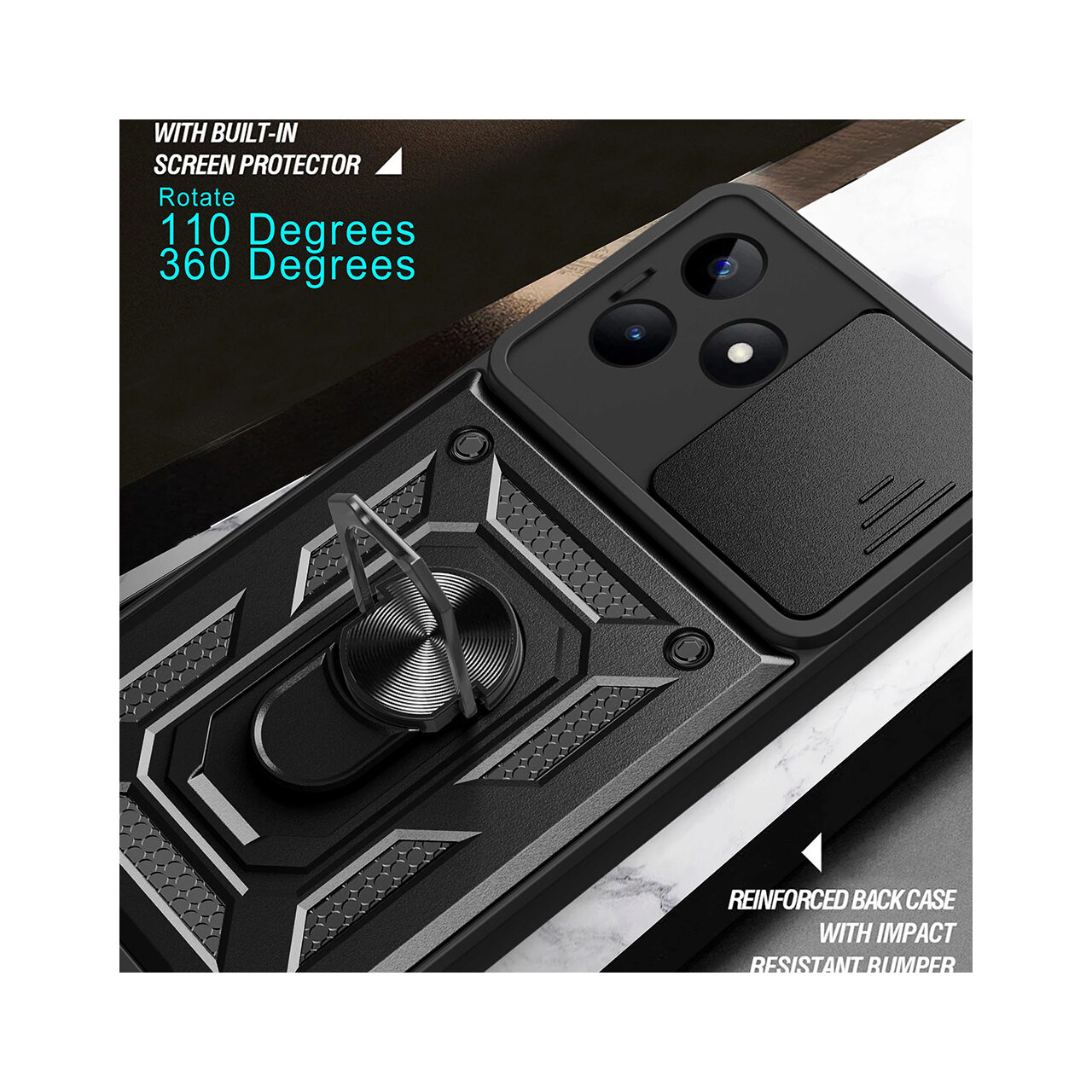 Husa Compatibila Cu Xiaomi Redmi Note 13 Pro Poco X6 Pro Techsuit Camshield Series Black Emagro 8324