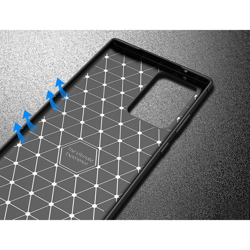 Husa antisoc compatibila cu Samsung Galaxy Note 20 Ultra, stil Carbon, silicon slim, Negru, Carbon look, ISAG