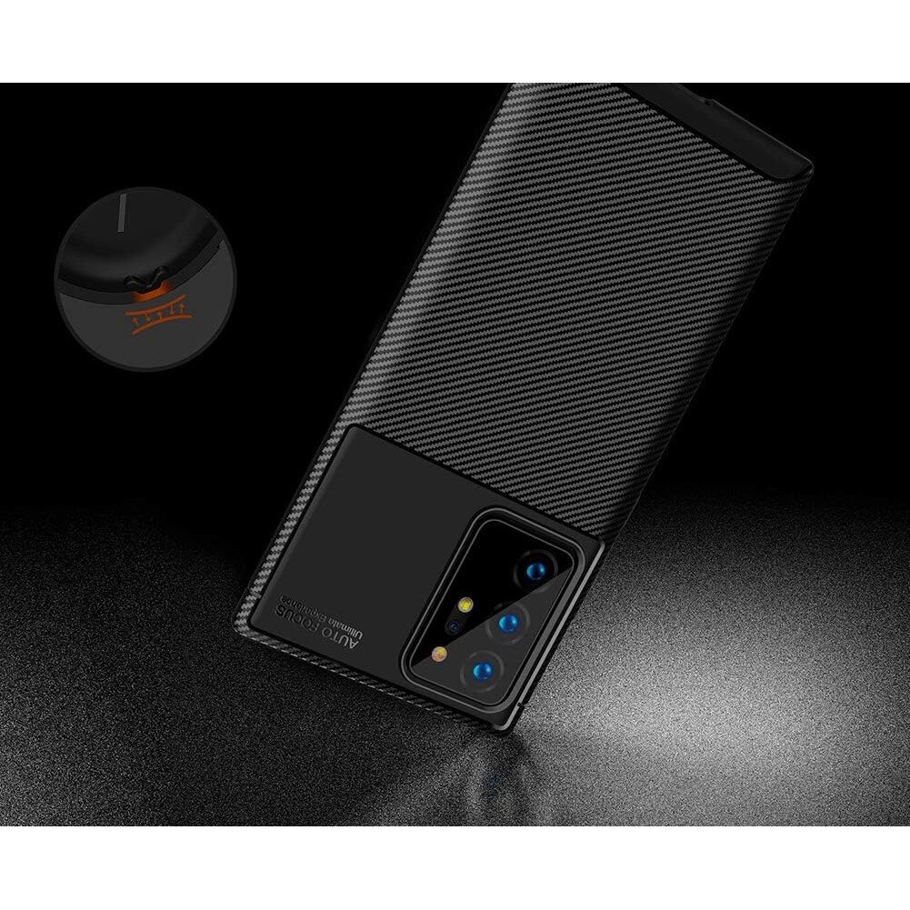 Husa antisoc compatibila cu Samsung Galaxy Note 20 Ultra, stil Carbon, silicon slim, Negru, Carbon look, ISAG