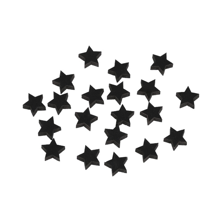 Set 20 mini stelute din lemn pentru lipit, 10 mm, Negru
