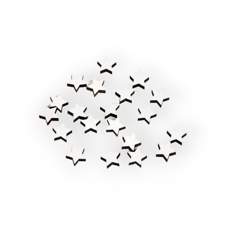 Set 20 mini stelute din lemn pentru lipit, 10 mm, Alb
