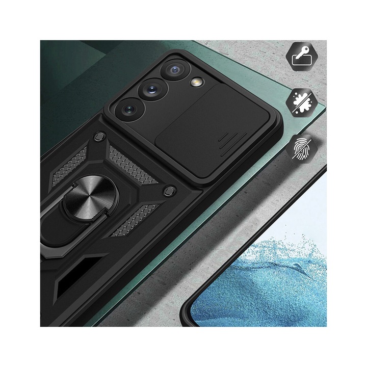 A tok kompatibilis a Samsung Galaxy S21 Ultra 5G telefonnal - Techsuit CamShield Series - fekete