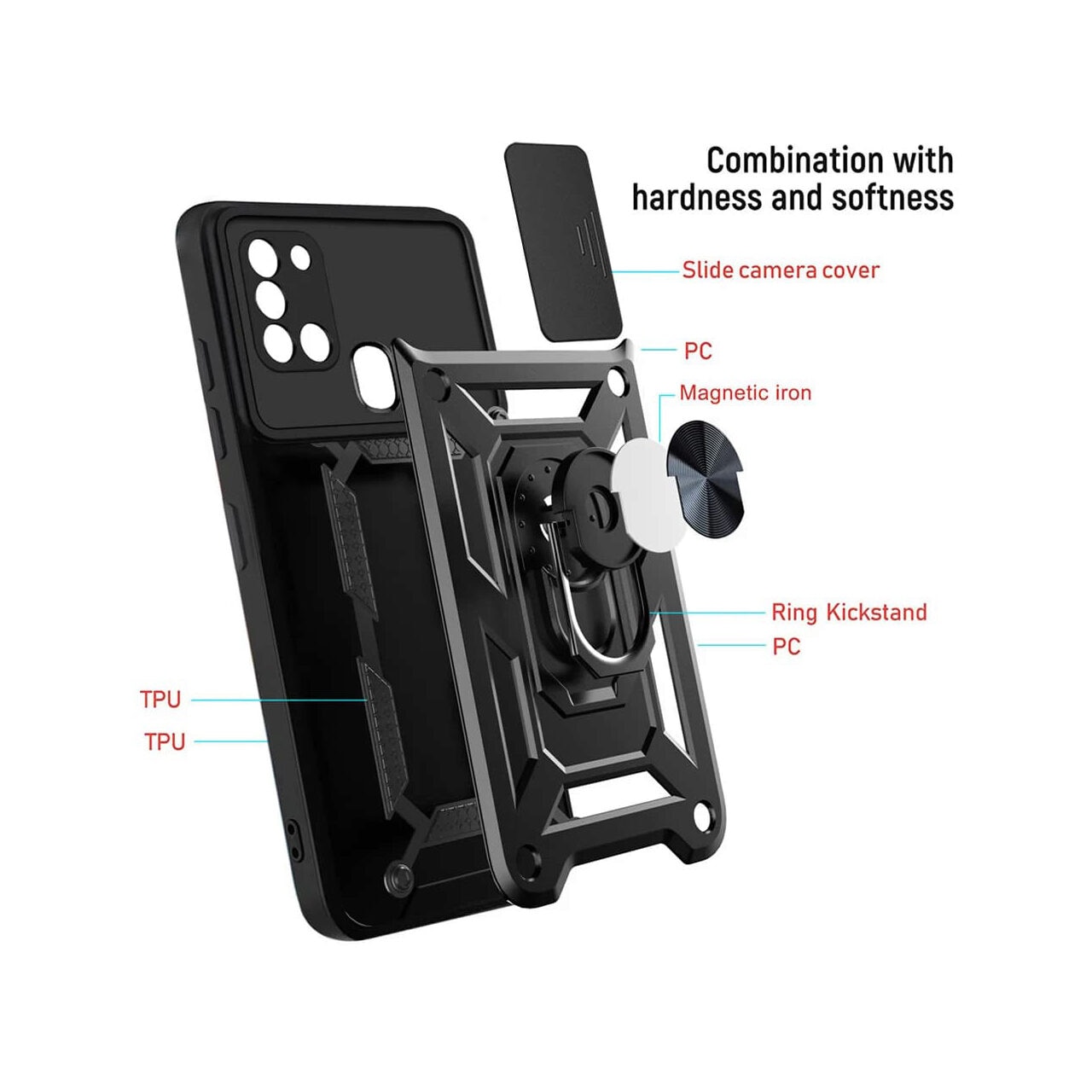 Husa pentru Samsung Galaxy A21s A217, Techsuit, CamShield, Neagra