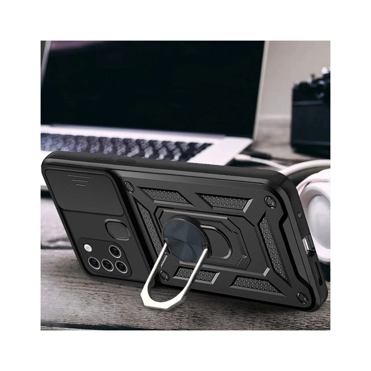 Husa pentru Samsung Galaxy A21s A217, Techsuit, CamShield, Neagra