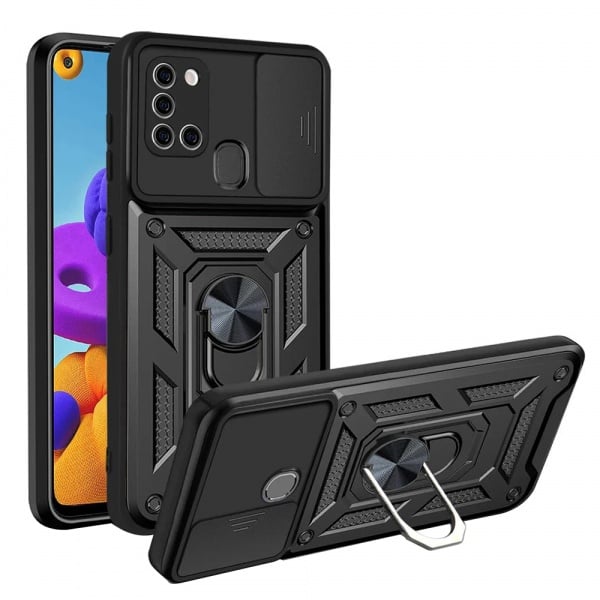 Husa pentru Samsung Galaxy A21s A217, Techsuit, CamShield, Neagra