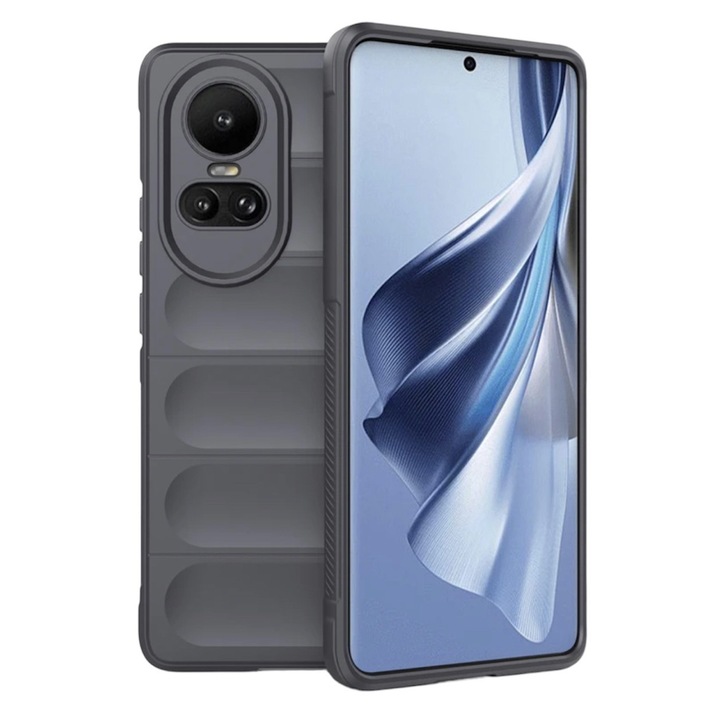 Husa Premium Antisoc din silicon model Phantom Shield, compatibila cu Oppo Reno 10 Pro / Gri