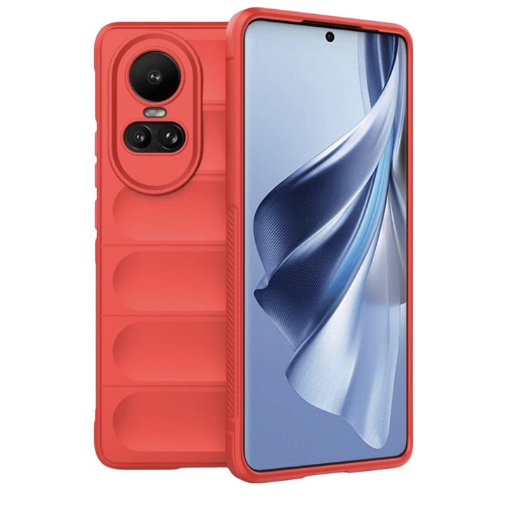 Husa Premium Antisoc din silicon model Phantom Shield, compatibila cu Oppo Reno 10 / Rosu