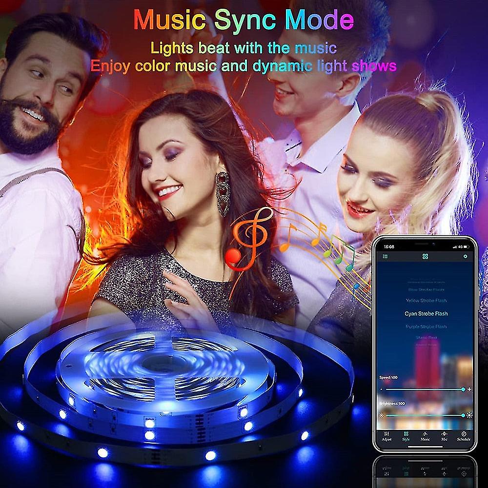 Banda LED, 5 V, Bluetooth, USB, 30 leduri, 7.36W, 3 m, Multicolor - eMAG.ro
