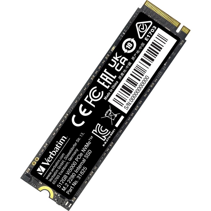 Solid-State Drive (SSD) Verbatim Vi5000 Internal PCIe NVMe M.2 SSD 512GB 31825
