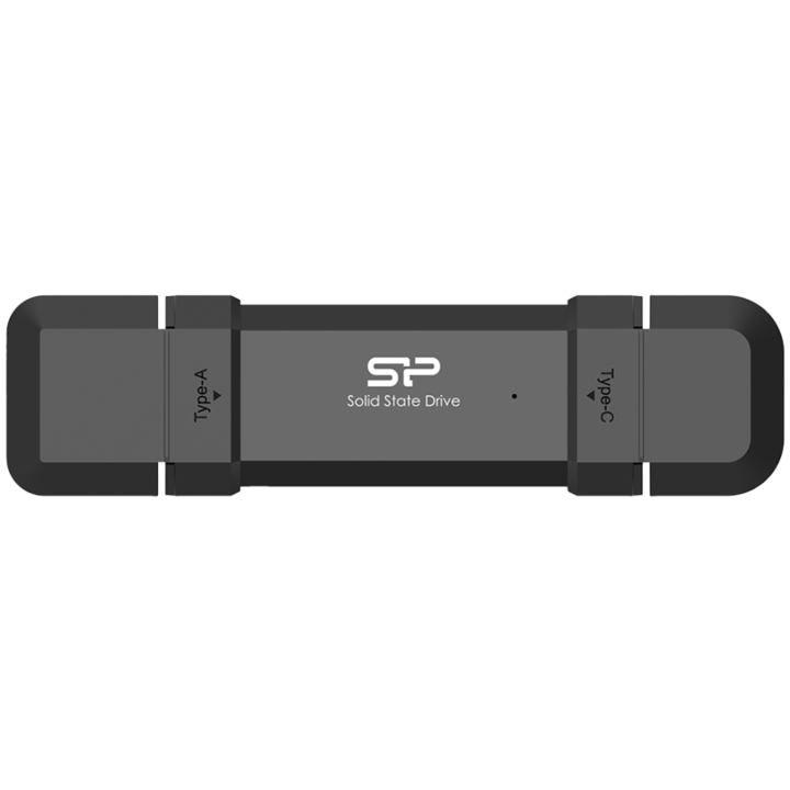 Външен SSD Silicon Power 500GB DS72 Dual USB-C/USB 3.2 Gen 2, Portable External SSD, Steam Deck and iPhone 15 Pro, R/W: up to 1050MB/s; 850MB/s, Black SP500GBUC3S72V1K
