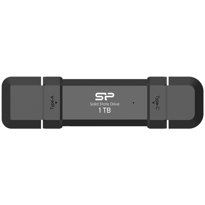 Външен SSD Silicon Power 1TB DS72 Dual USB-C/USB 3.2 Gen 2, Portable External SSD, Steam Deck and iPhone 15 Pro, R/W: up to 1050MB/s; 850MB/s, Black SP001TBUC3S72V1K