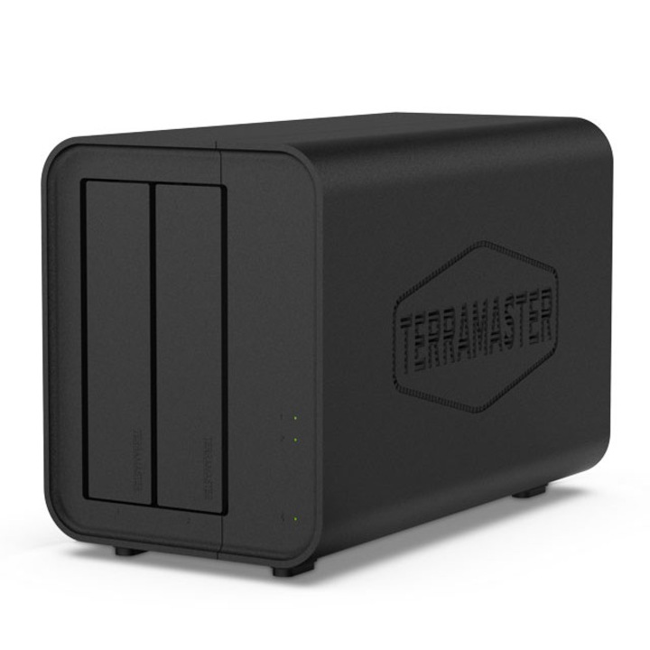 Network Attached Storage, TerraMaster, NAS F2-212, 2 HDD Bay, Quad Core ARM V8.2 Cortex-A55 64-bit 1.4GHz, 1GB RAM, 1Gbps LAN порт RJ45, черен