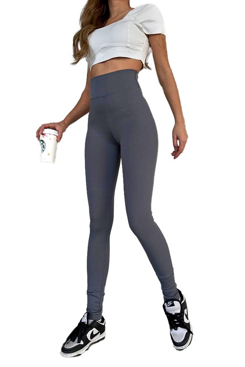 Фитнес клин Slim Vibes, Подсилен вид, Тетра и широка лента на талията, Сив