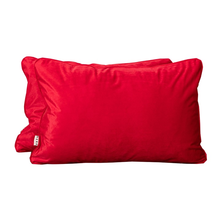 Комплект 2 декоративни възглавници 2x40x60см с подвижна предна част, наситено червено кадифе Hiko COMFY