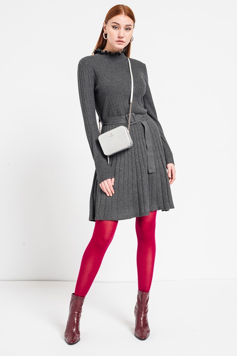 Esprit, Rochie tricotata cu o curea, Gri inchis melange, S