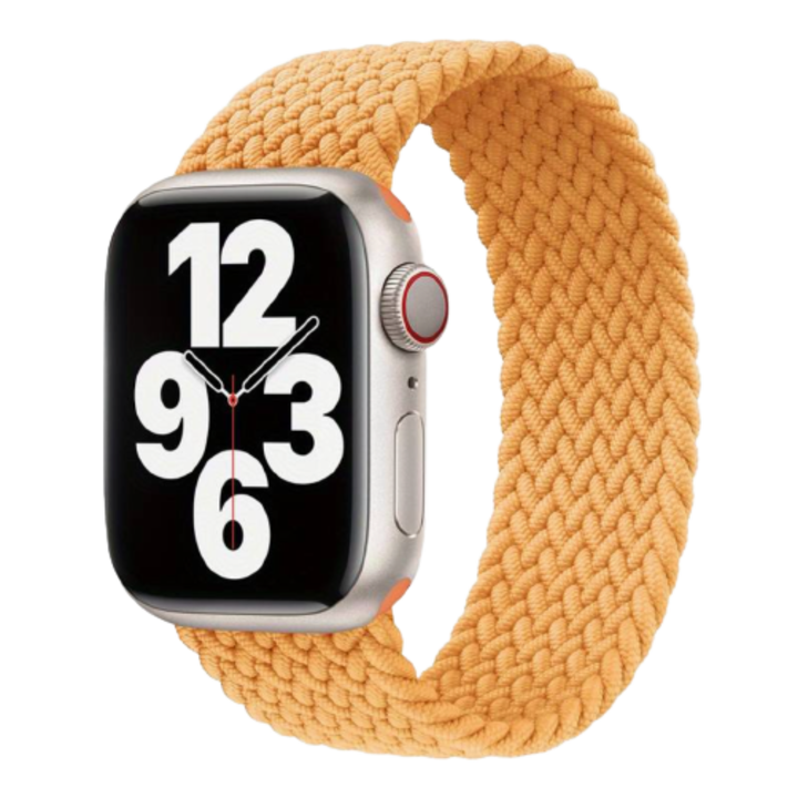 Curea Textila Braided Loop, Beige, pentru Apple Watch, 42, 44, 45 MM, Seria 2/3/4/5/6/7/8/SE, Premium, Elastica, Usor de Montat