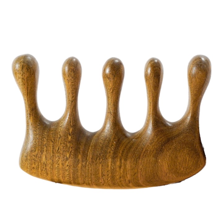 Hajmasszázs fésű, QttvbTna, Fa, 9,5 x 5,5 cm, Barna